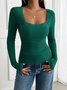 T-shirts Femmes Urbain Plain Printemps / Automne Spandex Joint Fendu Journée Serré Droit Régulier