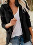 Micro-élasticité Col Montant Manches Longues Régulier Plain Blouson Aviateur Blouson Joint Fendu pour Femmes