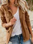Micro-élasticité Col Montant Manches Longues Régulier Plain Blouson Aviateur Blouson Joint Fendu pour Femmes