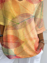 T-shirts Décontracté Printemps / Automne Feuille Polyester Col V Quotidien Ample Ligne T Régulier pour Femmes