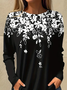 T-shirts Femmes Décontracté Floral Printemps / Automne Imprimé Micro-élasticité Ample Jersey Manches Longues Régulier