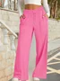 Pantalons Basique Plain Printemps / Automne Joint Fendu Naturel Quotidien Taille Élastique Pantalons à Jambe Large Régulier pour Femmes