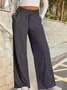Pantalons Basique Plain Printemps / Automne Joint Fendu Naturel Quotidien Taille Élastique Pantalons à Jambe Large Régulier pour Femmes