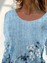 T-shirts Femmes Décontracté Floral Printemps / Automne Imprimé Micro-élasticité Quotidien Jersey Col Rond Droit