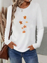 T-shirts Femmes Décontracté Printemps / Automne Feuille d'Érable Imprimé Micro-élasticité Jersey Manches Longues Régulier Régulier