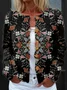 Cardigans Femmes Floral Paysan Printemps / Automne Journée Boutons Manches Longues Régulier Droit Régulier