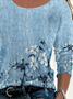 T-shirts Femmes Décontracté Floral Printemps / Automne Imprimé Micro-élasticité Quotidien Jersey Col Rond Droit