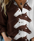 Chemises Femmes Décontracté Printemps / Automne cheval Polyester Léger Coupe Régulière Manches trois quarts Droit Col de Chemise