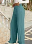 Pantalons Basique Plain Printemps / Automne Joint Fendu Naturel Quotidien Taille Élastique Pantalons à Jambe Large Régulier pour Femmes