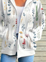 Micro-élasticité Sweat-shirt à Capuche Manches Longues Régulier Floral Sweat à capuche zippé Blouson Imprimé pour Femmes