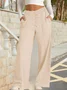 Pantalons Basique Plain Printemps / Automne Joint Fendu Naturel Quotidien Taille Élastique Pantalons à Jambe Large Régulier pour Femmes