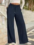 Pantalons Basique Plain Printemps / Automne Joint Fendu Naturel Quotidien Taille Élastique Pantalons à Jambe Large Régulier pour Femmes