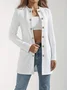 Micro-élasticité Col Rond Manches Longues Régulier Plain Blazer pour Femmes