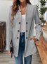 Micro-élasticité Col Montant Manches Longues Régulier Plain Blazer pour Femmes