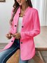 Micro-élasticité Col Montant Manches Longues Régulier Plain Blazer pour Femmes
