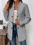 Micro-élasticité Col Montant Manches Longues Régulier Plain Blazer pour Femmes
