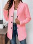Micro-élasticité Col Montant Manches Longues Régulier Plain Blazer pour Femmes