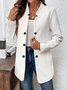 Micro-élasticité Col Montant Manches Longues Régulier Plain Blazer pour Femmes