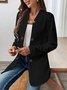 Micro-élasticité Col Montant Manches Longues Régulier Plain Blazer pour Femmes