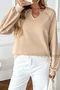 Sweat-shirts Femmes Décontracté Plain Printemps / Automne Polyester Col V Coupe Régulière Manches Longues Régulier Trapèze