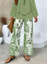 Deux Pièces Ensembles Simple Floral Printemps / Automne Col Carré Imprimé Naturel Quotidien Top Avec Pantalons Régulier pour Femmes