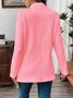 Micro-élasticité Col Montant Manches Longues Régulier Plain Blazer pour Femmes