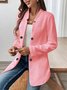 Micro-élasticité Col Montant Manches Longues Régulier Plain Blazer pour Femmes