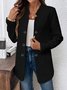 Micro-élasticité Col Montant Manches Longues Régulier Plain Blazer pour Femmes