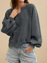 Sweat-shirts Femmes Décontracté Plain Printemps / Automne Polyester Col V Coupe Régulière Manches Longues Régulier Trapèze