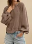 Sweat-shirts Femmes Décontracté Plain Printemps / Automne Polyester Col V Coupe Régulière Manches Longues Régulier Trapèze