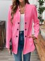 Micro-élasticité Col Montant Manches Longues Régulier Plain Blazer pour Femmes