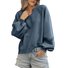 Sweat-shirts Femmes Décontracté Plain Printemps / Automne Polyester Col V Coupe Régulière Manches Longues Régulier Trapèze