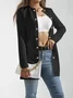 Micro-élasticité Col Rond Manches Longues Régulier Plain Blazer pour Femmes