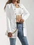 Micro-élasticité Col Rond Manches Longues Régulier Plain Blazer pour Femmes