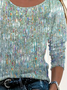 T-shirts Femmes Décontracté Abstrait Printemps / Automne Micro-élasticité Ample Jersey Manches Longues Col Rond Régulier