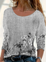 T-shirts Femmes Décontracté Floral Printemps / Automne Imprimé Micro-élasticité Quotidien Jersey Col Rond Droit