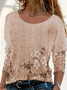 T-shirts Femmes Décontracté Floral Printemps / Automne Imprimé Micro-élasticité Quotidien Jersey Col Rond Droit