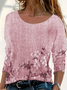 T-shirts Femmes Décontracté Floral Printemps / Automne Imprimé Micro-élasticité Quotidien Jersey Col Rond Droit