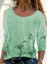 T-shirts Femmes Décontracté Floral Printemps / Automne Imprimé Micro-élasticité Quotidien Jersey Col Rond Droit