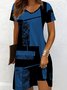Femmes Géométrique Violet Col V Confortable Robe Mi-Longue Décontracté