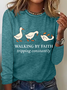 Blouses Décontracté Imprimé d'Animal Printemps / Automne Quotidien Manches Longues en Mélangé de Coton Droit Régulier Élasticité moyenne pour Femmes