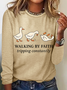 Blouses Décontracté Imprimé d'Animal Printemps / Automne Quotidien Manches Longues en Mélangé de Coton Droit Régulier Élasticité moyenne pour Femmes