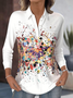 Chemises Rétro Bloc de Couleur Printemps / Automne Polyester Ample Manches Longues Régulier Droit Col de Chemise pour Femmes
