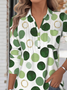 Chemises Géométrique Décontracté Printemps / Automne Polyester Aucune élasticité Quotidien Régulier Régulier Col de Chemise pour Femmes