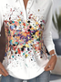 Chemises Rétro Bloc de Couleur Printemps / Automne Polyester Ample Manches Longues Régulier Droit Col de Chemise pour Femmes