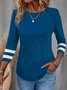 T-shirts Femmes Décontracté Bloc de Couleur Printemps / Automne Naturel Manches trois quarts Col Rond Régulier RS PC