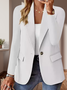 Micro-élasticité Manches Longues Devant Ouvert Régulier Plain Blazer Joint Fendu pour Femmes