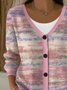 Cardigans Femmes Décontracté Ombre Printemps / Automne Polyester Col V Quotidien Manches Longues Régulier Élasticité moyenne
