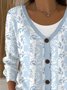 Cardigans Femmes Décontracté Printemps / Automne Plantes Polyester Col V Manches Longues Régulier Trapèze Élasticité moyenne