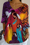 T-shirts Femmes Décontracté Floral Printemps / Automne Polyester Micro-élasticité Ample Régulier Ligne T Régulier